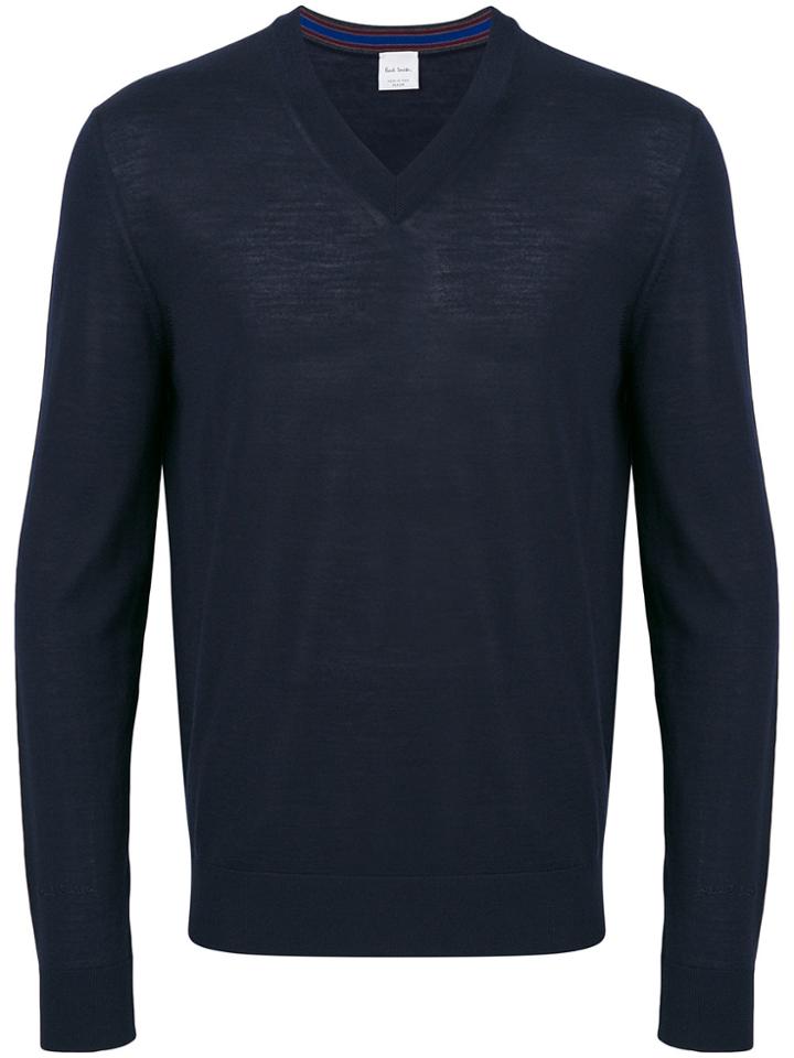 Paul Smith V-neck Jumper - Blue