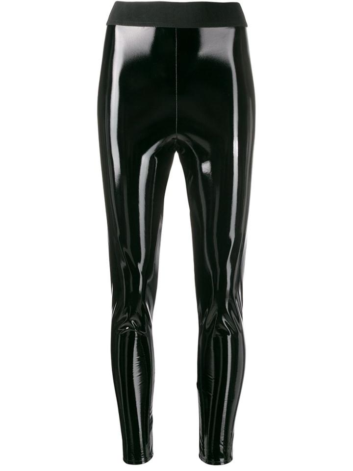 Elisabetta Franchi Glossy-effect Cropped Leggings - Black