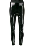 Elisabetta Franchi Glossy-effect Cropped Leggings - Black