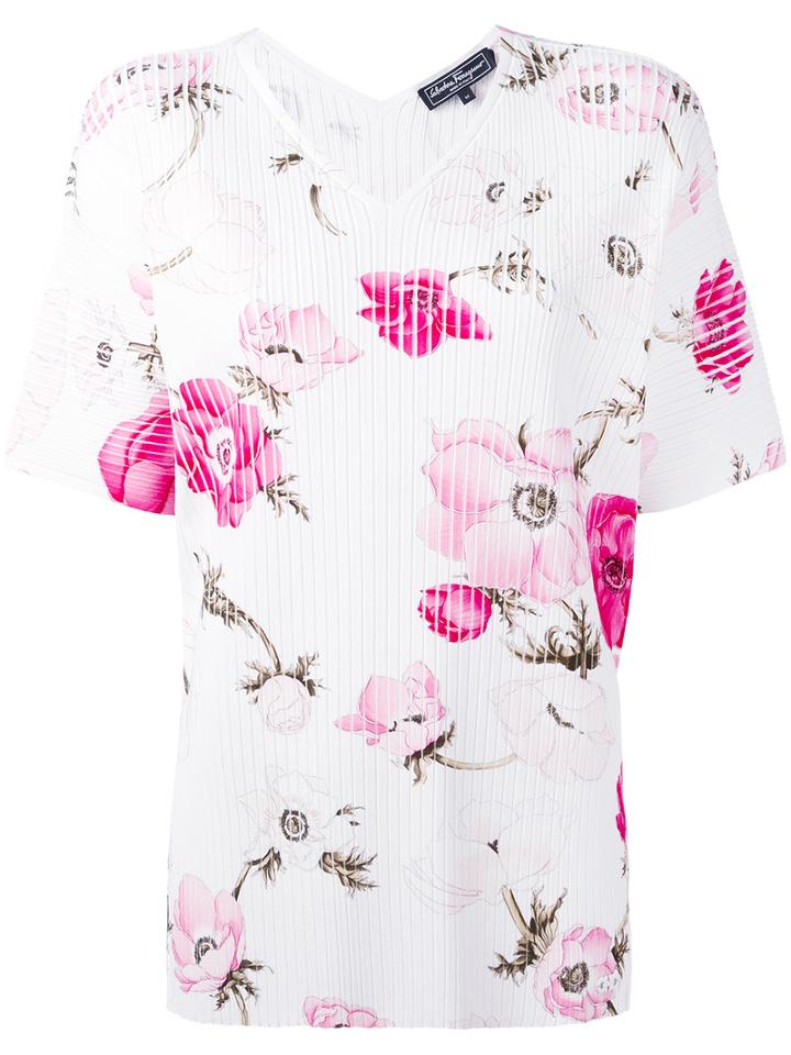 Salvatore Ferragamo - Floral Blouse - Women - Polyester/viscose - S, White, Polyester/viscose