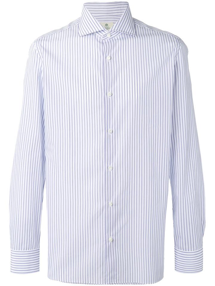 Borrelli Striped Shirt, Men's, Size: 39, White, Cotton