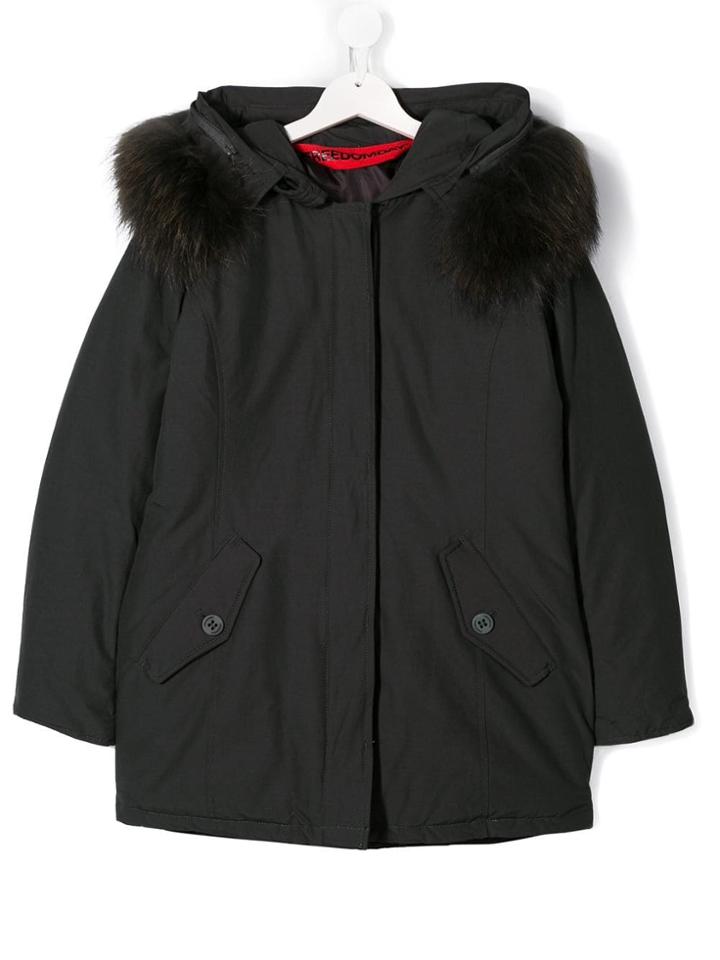 Freedomday Padded Faux Fur Trim Parka - Grey