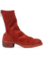 Guidi Stacked Heel Boots - Red
