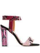 Paris Texas Snakeskin Effect Sandals - Pink