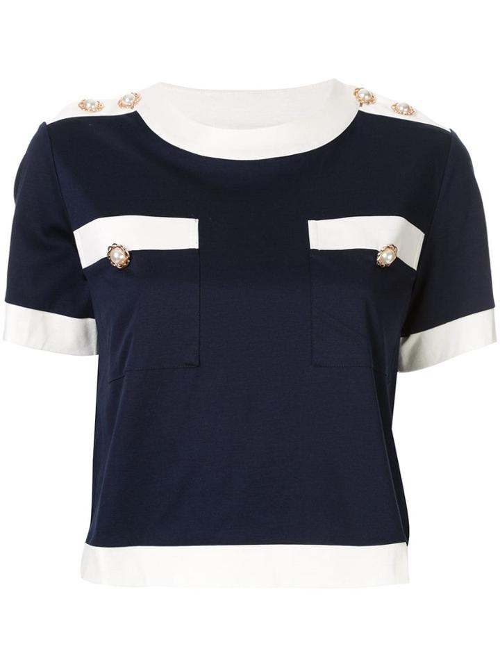 Edward Achour Paris Button-embellished T-shirt - Blue