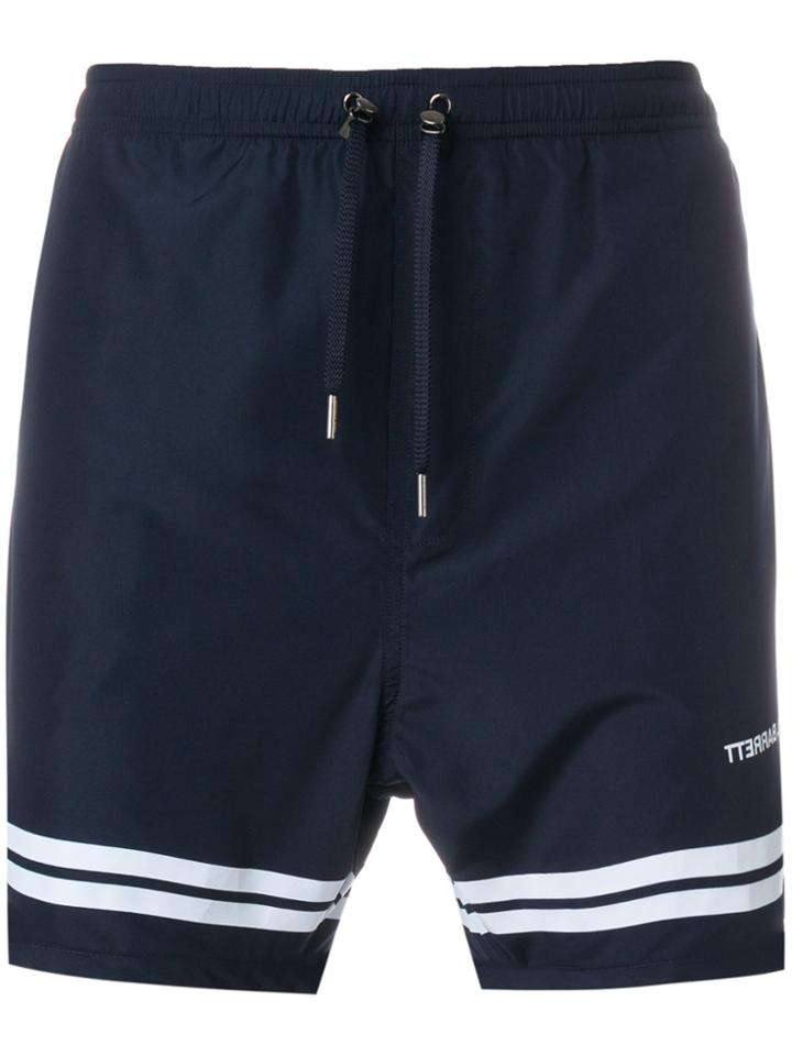 Neil Barrett Stripe Hem Swim Shorts - Blue