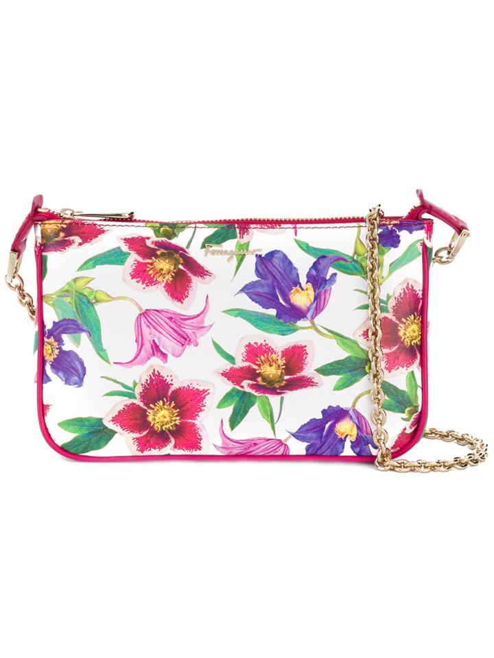 Salvatore Ferragamo Floral-print Crossbody Bag - White