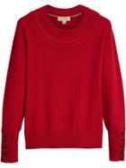 Burberry Cable Knit Yoke Cashmere Sweater - Red