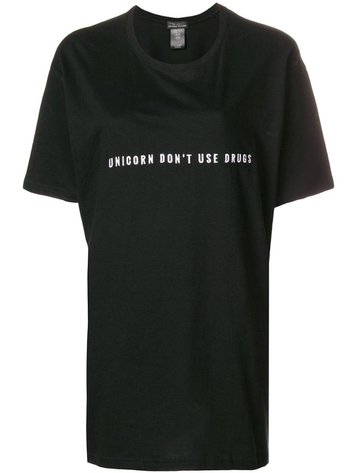 Barbara Bologna Embroidered Slogan T-shirt - Black