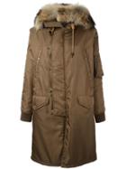As65 Flap Pockets Hooded Coat, Women's, Size: Xs, Brown, Rabbit Fur/nylon/polyamide/polyester