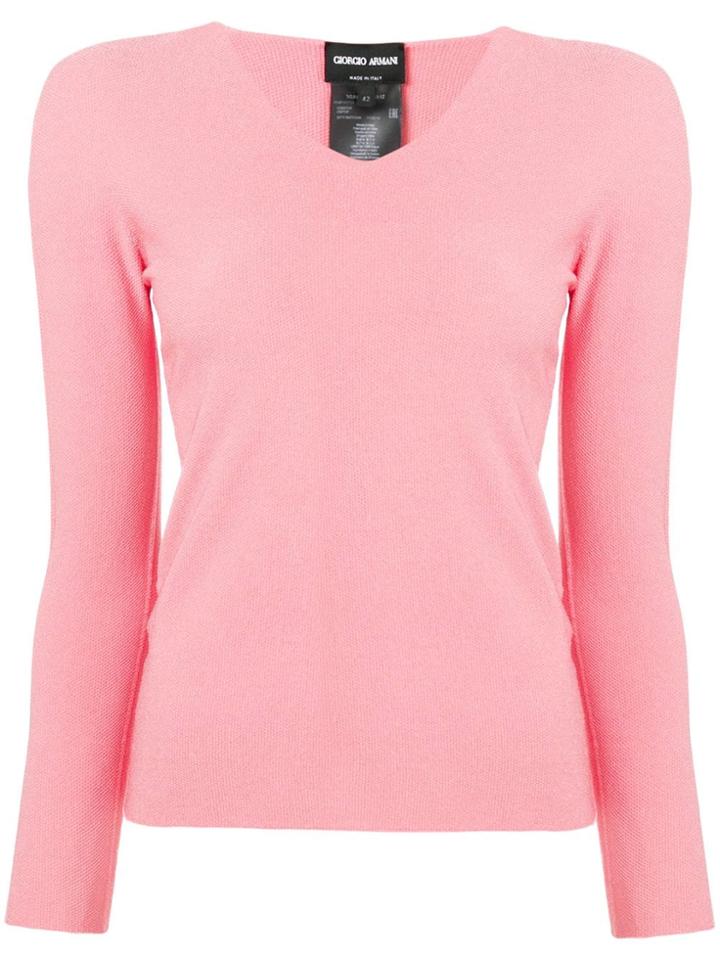 Giorgio Armani Long-sleeve Fitted Sweater - Pink