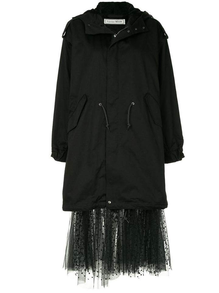 Tu Es Mon Trésor Liberty Equality Justice Tulle Hem Parka - Black