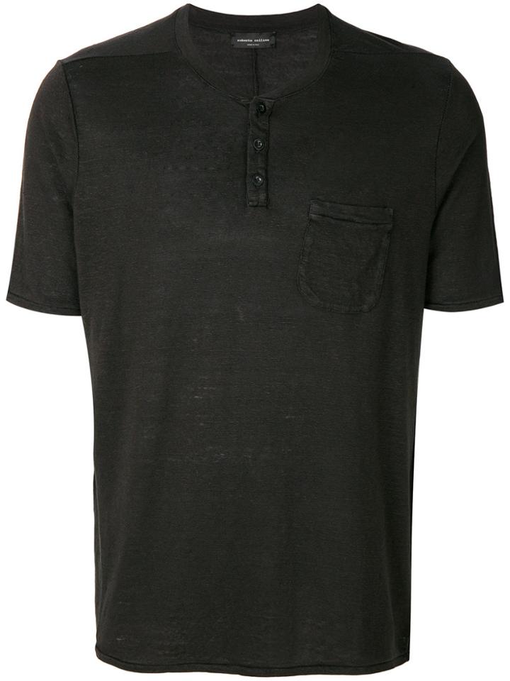 Roberto Collina Button Pocket T-shirt - Black