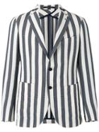 Tagliatore Striped Blazer, Men's, Size: 48, Blue, Cotton/linen/flax/polyamide/cupro