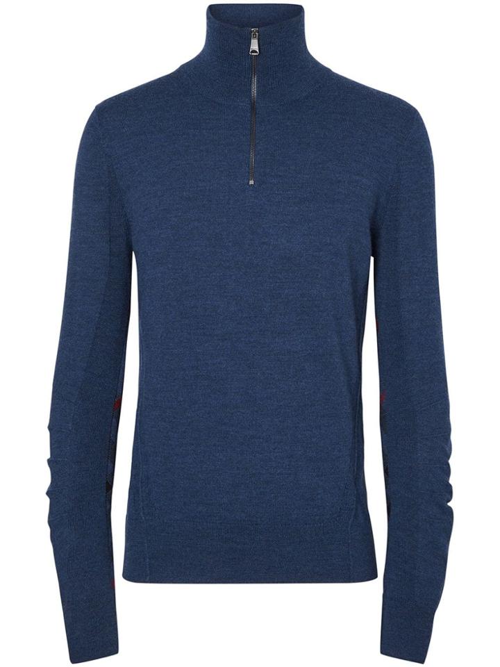 Burberry Merino Wool Half-zip Sweater - Blue