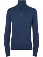 Burberry Merino Wool Half-zip Sweater - Blue