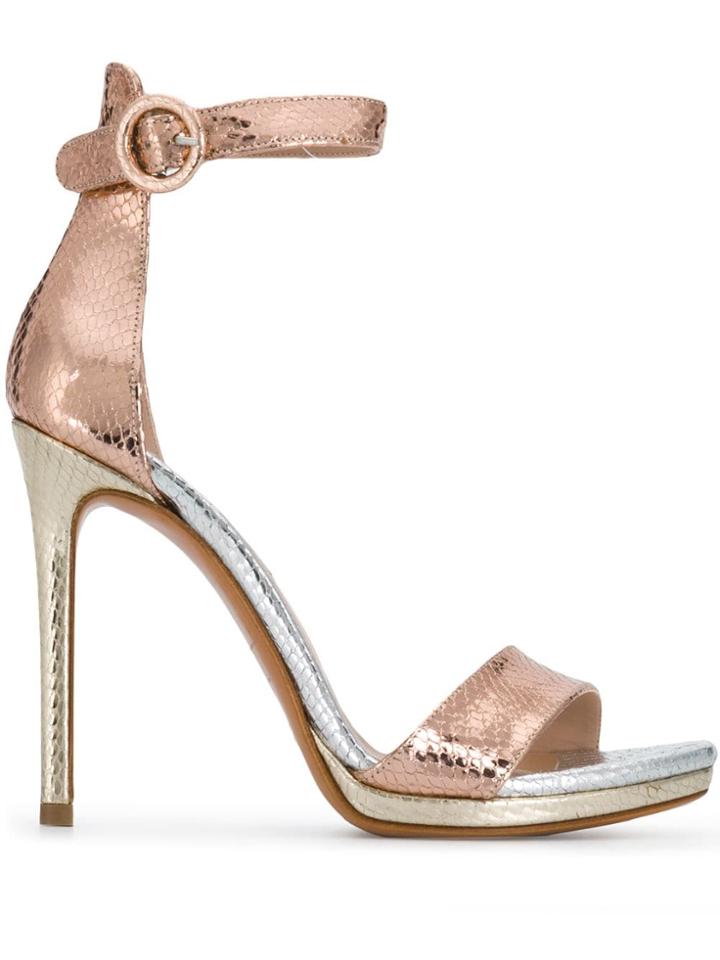 Albano Snake-effect Sandals - Metallic