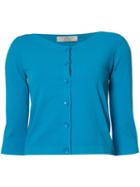 D.exterior Cropped V-neck Cardigan, Women's, Size: Medium, Blue, Viscose/polyester