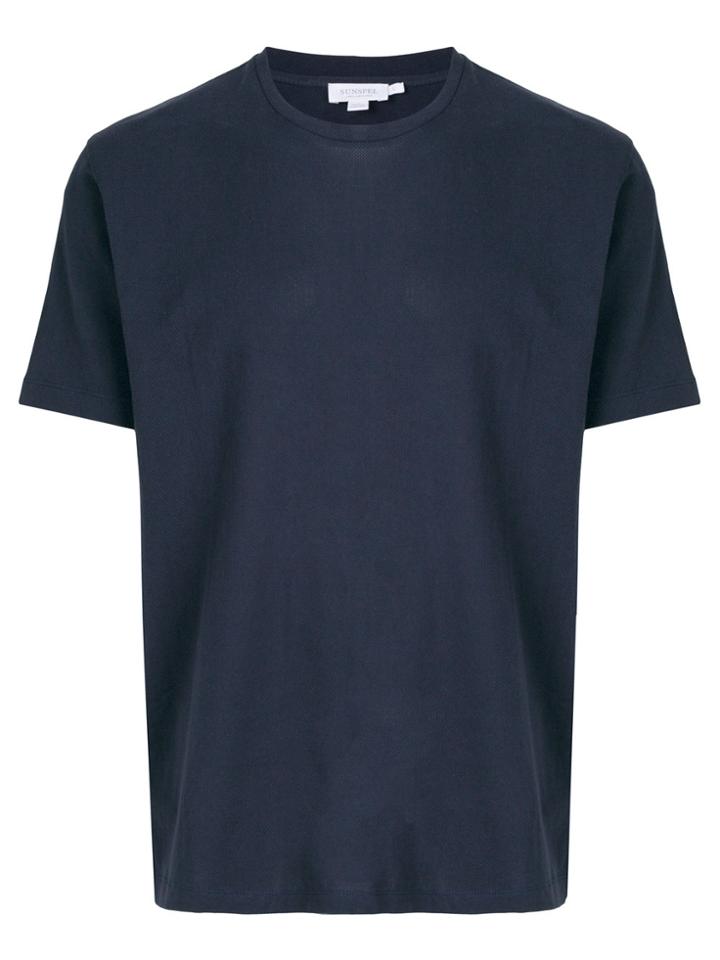 Sunspel Riviera Mesh Crew Neck T-shirt - Blue
