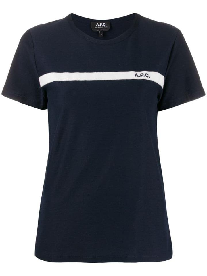 A.p.c. Logo Embroidered T-shirt - Blue