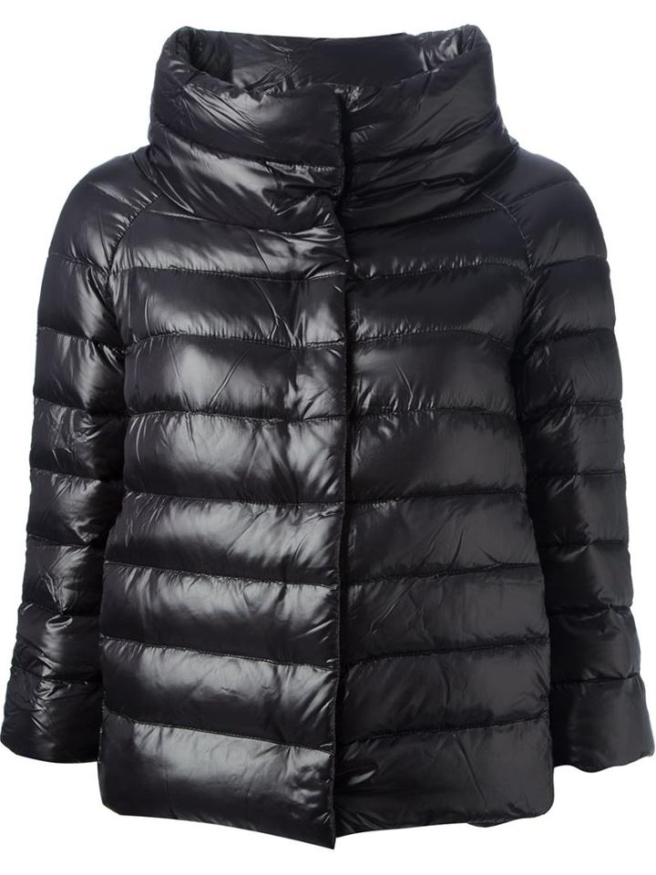 Herno Cropped Padded Jacket, Women's, Size: 42, Black, Feather Down/polyamide