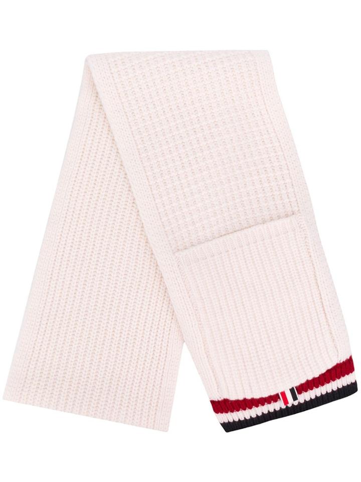 Thom Browne Fun Mix Chunky Pocket Scarf - White
