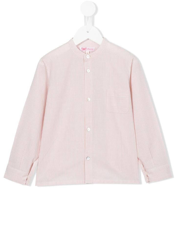 Amaia Mandarin Neck Striped Shirt, Boy's, Size: 6 Yrs, Pink/purple