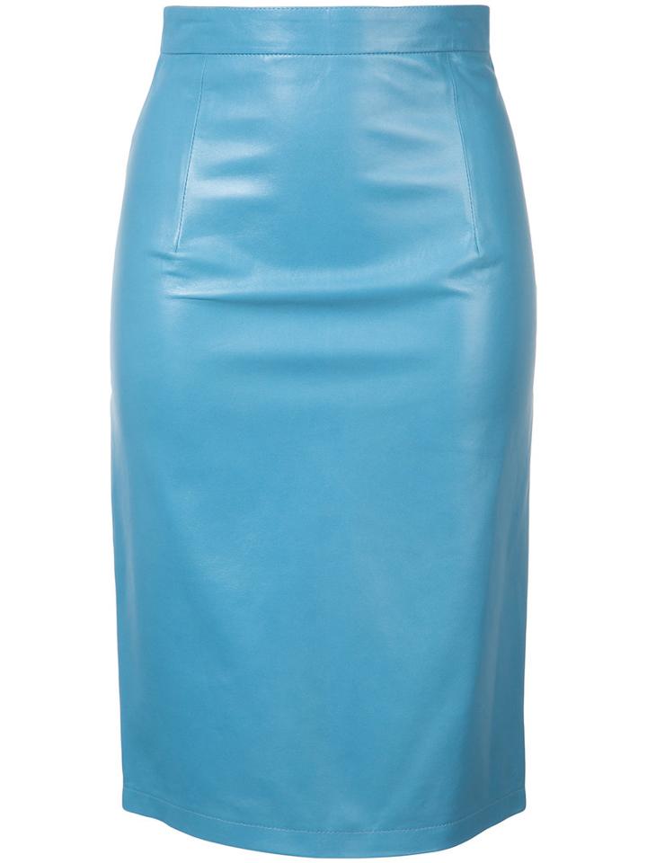 Sylvie Schimmel - 'glove' Skirt - Women - Leather - 42, Blue, Leather