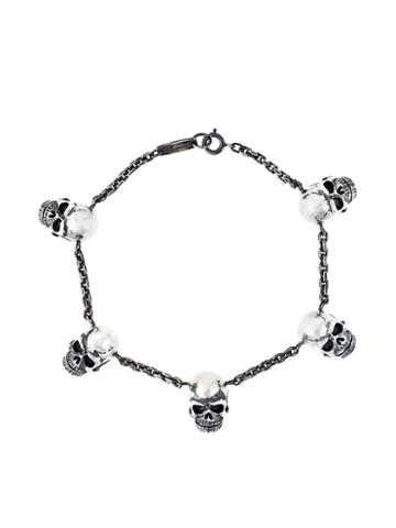 Maison Recuerdo Skull Charm Bracelet, Adult Unisex, Metallic, Silver
