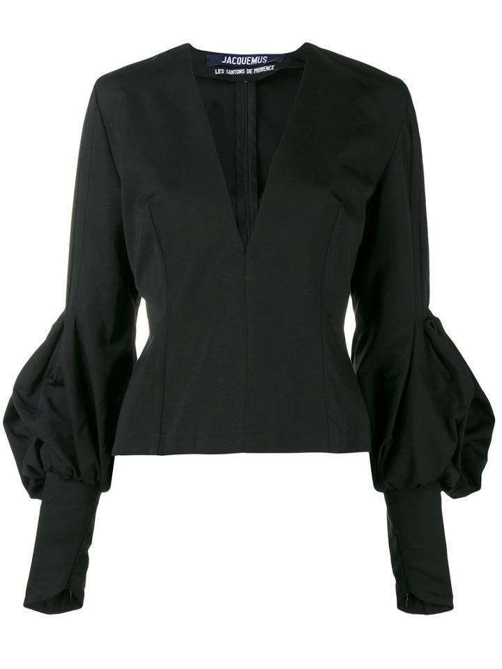 Jacquemus - V-neck Fitted Blouse - Women - Cotton/polyester - 36, Black, Cotton/polyester