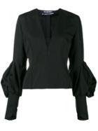 Jacquemus - V-neck Fitted Blouse - Women - Cotton/polyester - 36, Black, Cotton/polyester