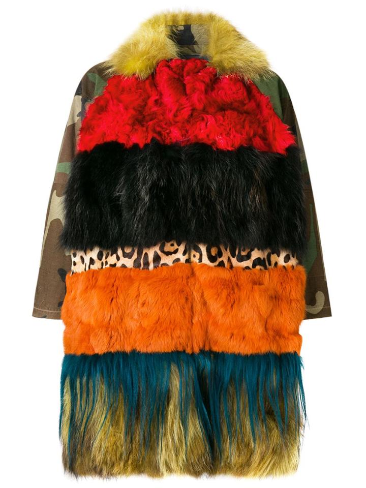 Caban Romantic Multi-print Tiered Coat - Yellow & Orange