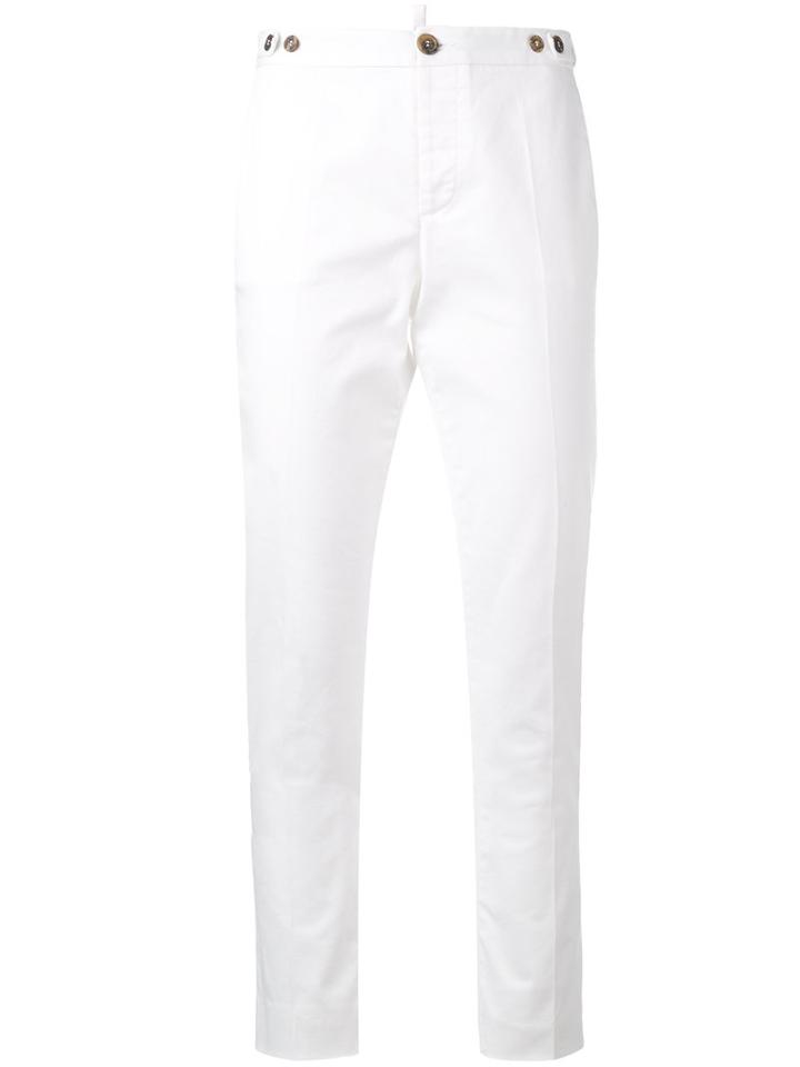 Dsquared2 - Straight Leg Trousers - Women - Cotton/spandex/elastane - 40, White, Cotton/spandex/elastane