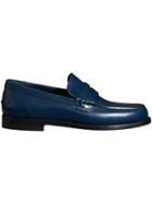 Burberry Leather Penny Loafers - Blue