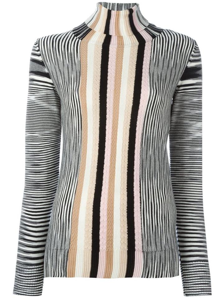 Missoni Roll Neck Striped Pullover, Women's, Size: 40, Black, Wool/nylon