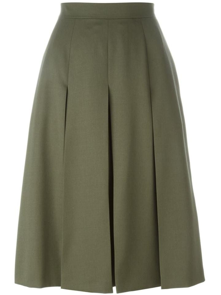 Alexander Mcqueen Pleated Midi Skirt, Women's, Size: 38, Green, Cupro/virgin Wool