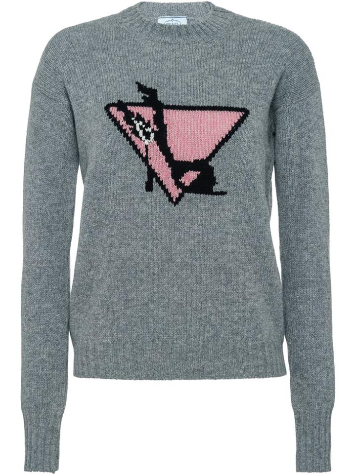 Prada Intarsia-knit Jumper - Grey