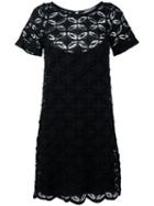 D.exterior - Floral Embroidered Shift Dress - Women - Cotton/polyamide/spandex/elastane/viscose - Xl, Blue, Cotton/polyamide/spandex/elastane/viscose