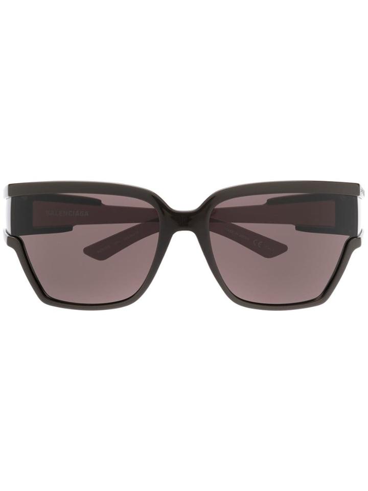 Balenciaga Eyewear Rectangle Frame Sunglasses - Brown