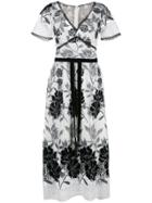 Marchesa Notte Embroidered Floral Dress - White