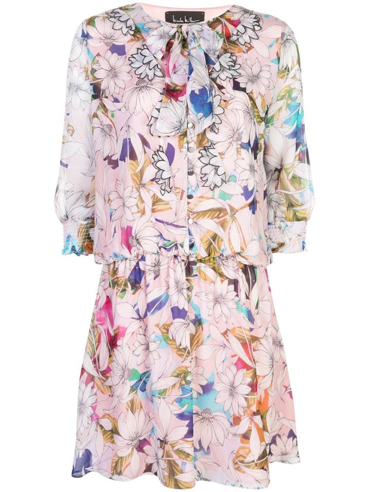 Nicole Miller Floral Print Shirt Dress - Pink