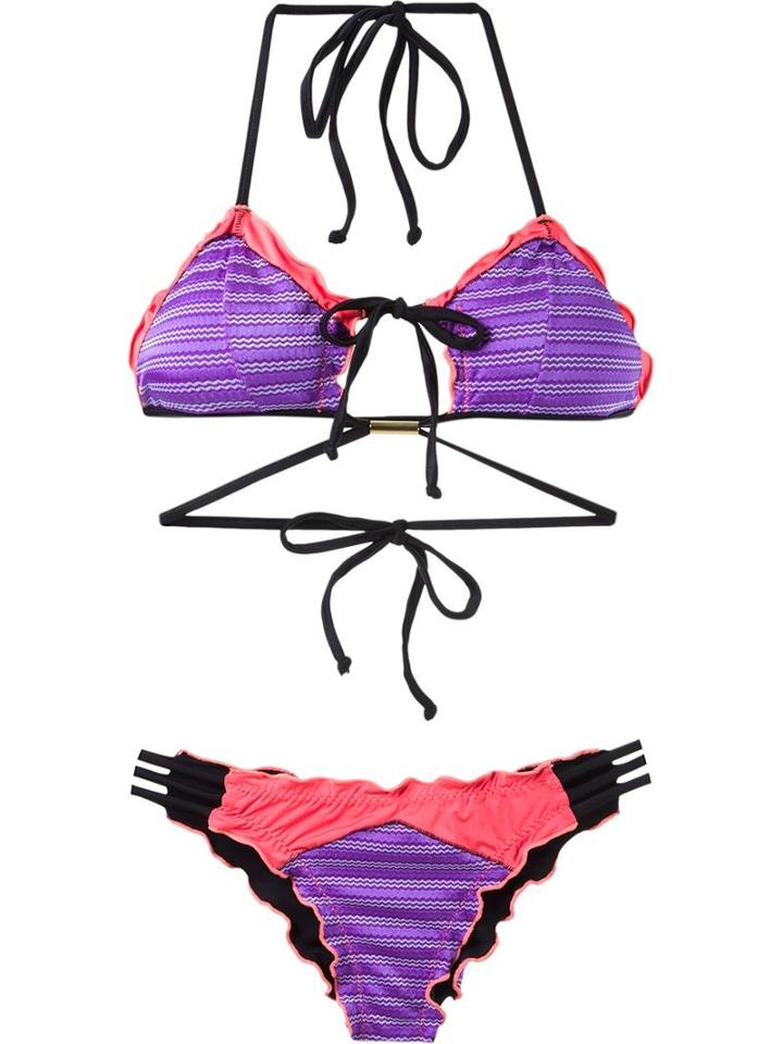 Janiero Triangle Bikini Set, Women's, Size: P, Pink/purple, Elastodiene/polyamide
