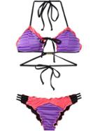 Janiero Triangle Bikini Set, Women's, Size: P, Pink/purple, Elastodiene/polyamide