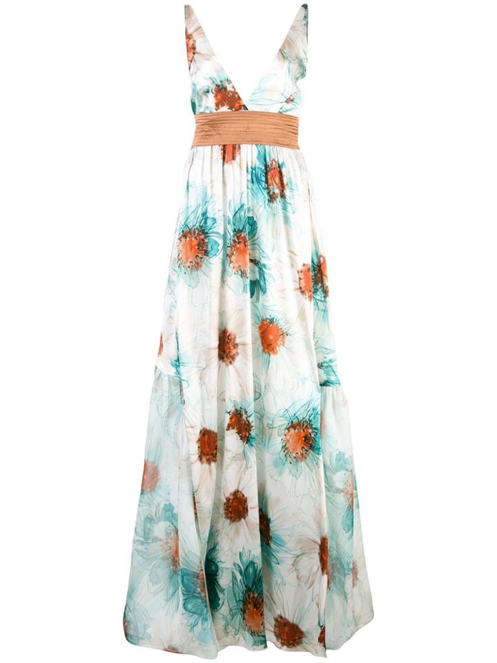 Silvia Tcherassi Maxi Floral Dress - Blue