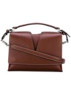 Jil Sander Contrast Stitching Crossbody Bag, Women's, Red, Leather
