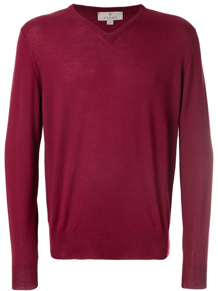Canali Classic Knitted Sweater - Pink & Purple