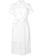 Self-portrait Daisy Button Midi Dress - White