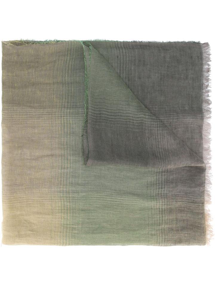 Eleventy Faded Check Scarf, Men's, Green, Linen/flax