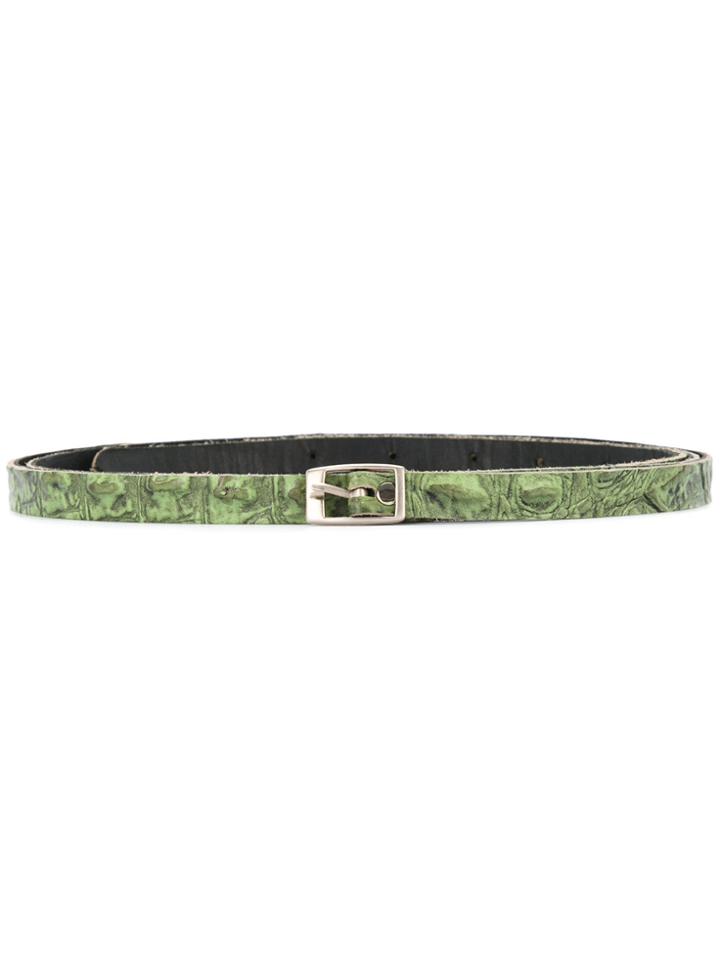Zambesi Crocodile Effect Skinny Belt - Green