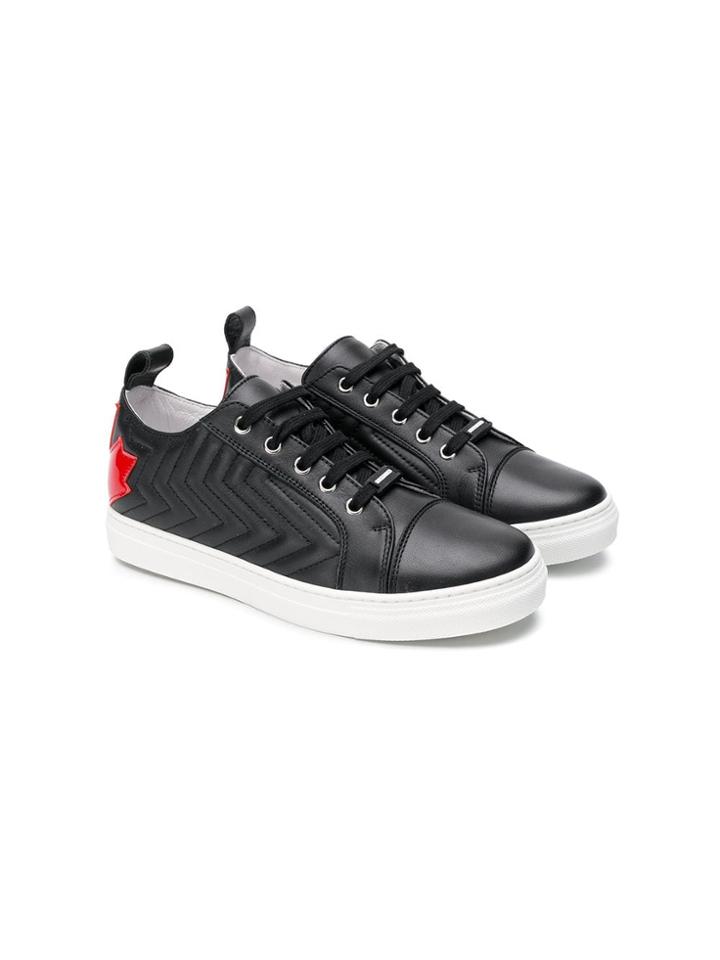 Dsquared2 Kids Teen Ribbed Maple Leaf Logo Sneakers - Black